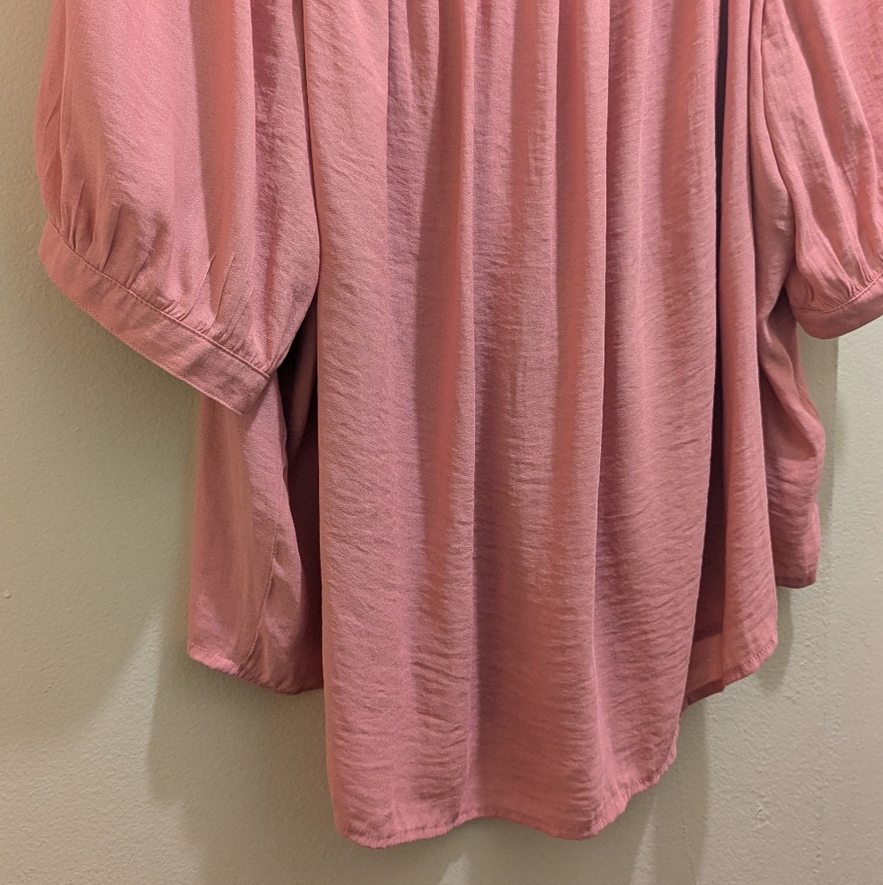 GAP Women's Dusty Pink Drapey Off-Shoulder Elbow Sleeves Peasant Blouse Top- XL - Picture 10 of 15
